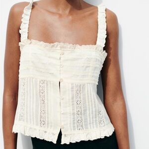 White zara top size S NWT